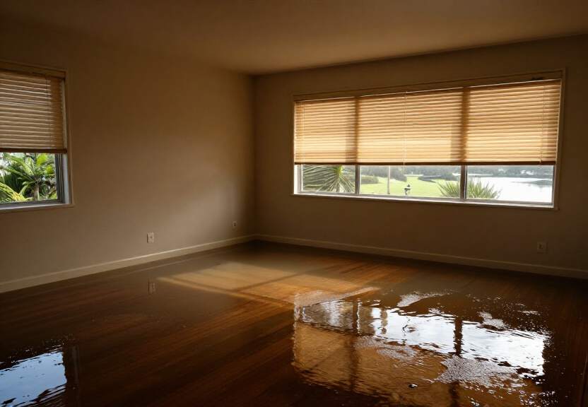 Waterlogged carpet in Doonside home before drying
